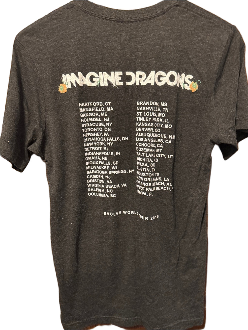 Imagine Dragons Charcoal Floral Triangle Short Sleeve Concert Tour Tee Size M - Picture 3 of 3